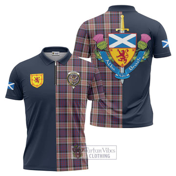 Carnegie Tartan Zipper Polo Shirt Alba with Scottish Lion Royal Arm Half Style Unisex - Tartan Vibes Clothing