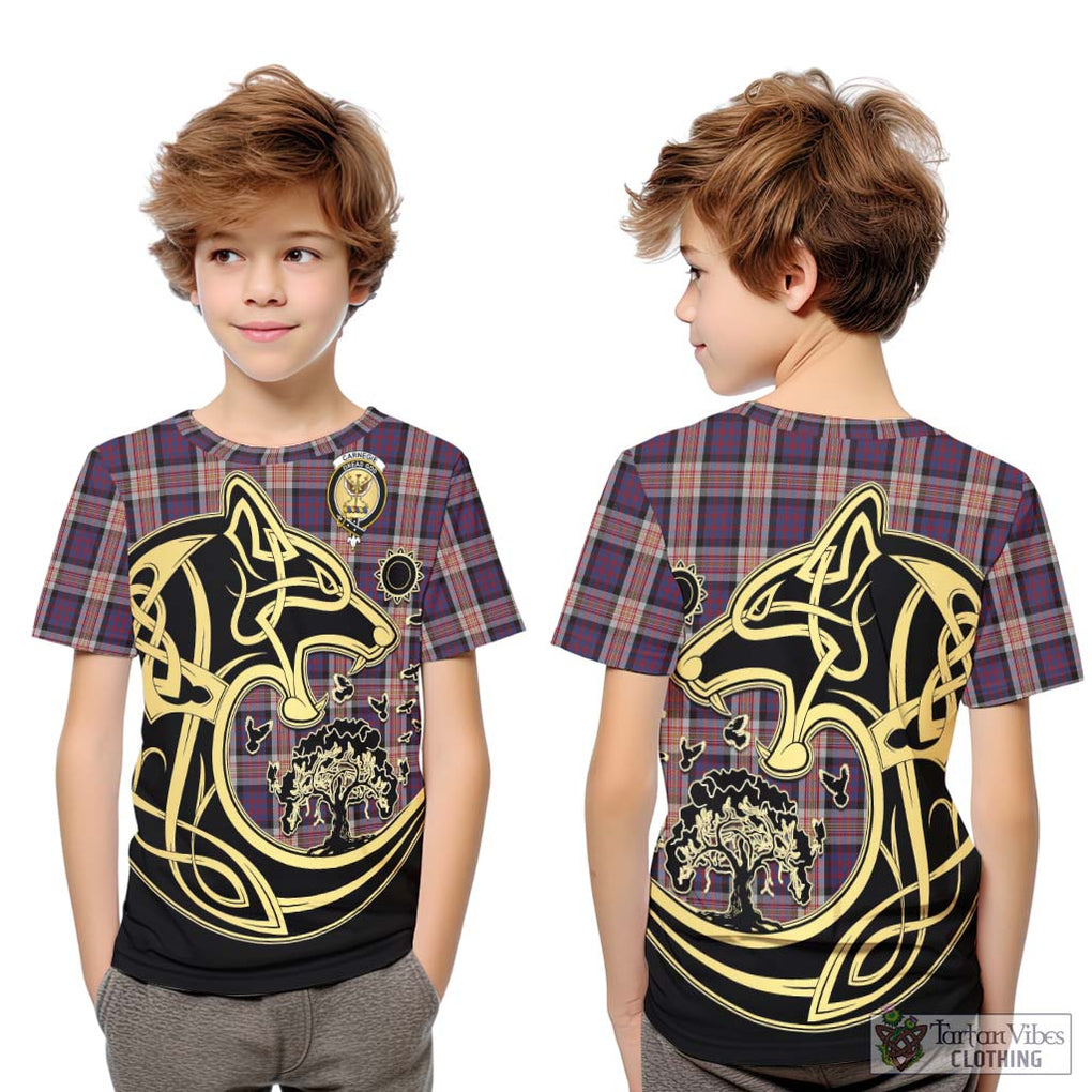 Carnegie Tartan Kid T-Shirt with Family Crest Celtic Wolf Style Youth XL Size14 - Tartan Vibes Clothing