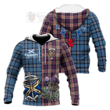Carnegie Tartan Knitted Hoodie Happy St. Andrew's Day Half Tartan Style Unisex Knitted Pullover Hoodie - Tartan Vibes Clothing