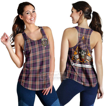 Carnegie Tartan Women's Racerback Tanks with Family Crest and Bearded Skull Holding Bottles of Whiskey 4XL - Tartan Vibes Clothing