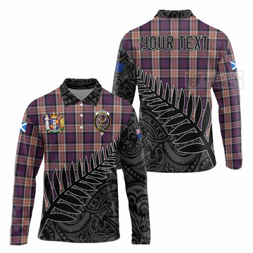 Carnegie Crest Tartan Long Sleeve Polo Shirt with New Zealand Silver Fern Half Style Unisex - Tartan Vibes Clothing