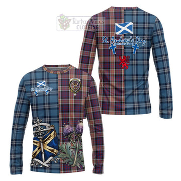 Carnegie Tartan Long Sleeve T-Shirt Happy St. Andrew's Day Half Tartan Style Unisex - Tartan Vibes Clothing