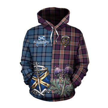 Carnegie Tartan Cotton Hoodie Happy St. Andrew's Day Half Tartan Style Pullover Hoodie XS - Tartan Vibes Clothing