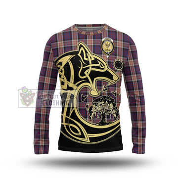 Carnegie Tartan Long Sleeve T-Shirt with Family Crest Celtic Wolf Style Unisex - Tartan Vibes Clothing