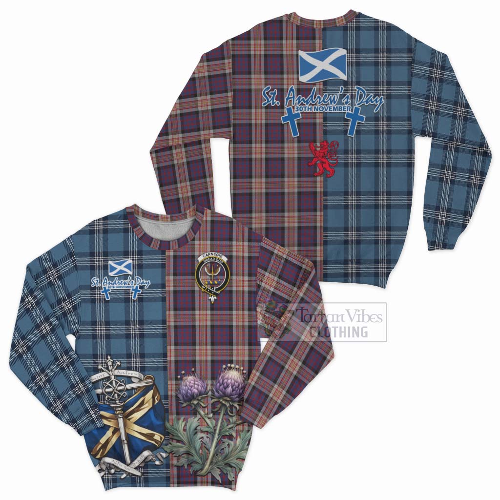 Carnegie Tartan Sweatshirt Happy St. Andrew's Day Half Tartan Style Unisex - Tartan Vibes Clothing