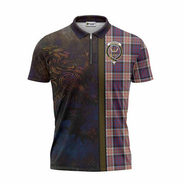 Carnegie Tartan Family Crest Zipper Polo Shirt Alba Gu Brath Be Brave Lion Ancient Style Unisex - Tartan Vibes Clothing