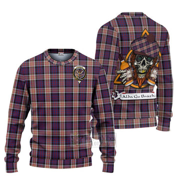 Carnegie Tartan Ugly Sweater with Family Crest and Bearded Skull Holding Bottles of Whiskey Unisex - Tartan Vibes Clothing