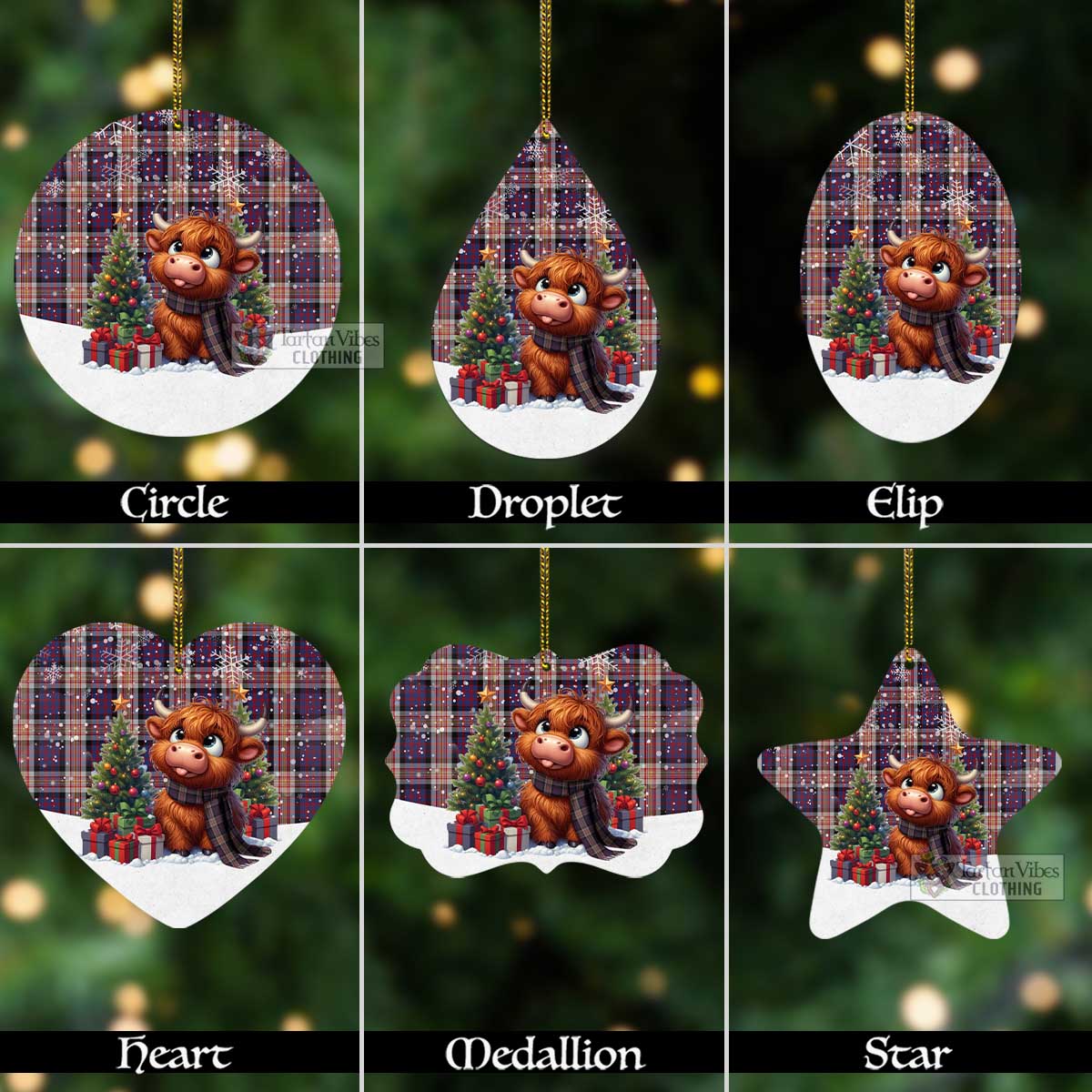 Carnegie Tartan Christmas Aluminium Ornament with Adorable Highland Coo Aluminium - Tartan Vibes Clothing
