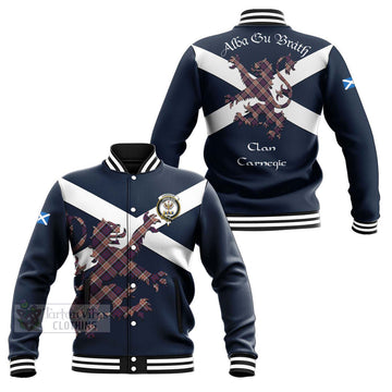 Carnegie Tartan Lion Rampant Baseball Jacket Proudly Display Your Heritage with Alba Gu Brath and Clan Name Unisex - Tartan Vibes Clothing