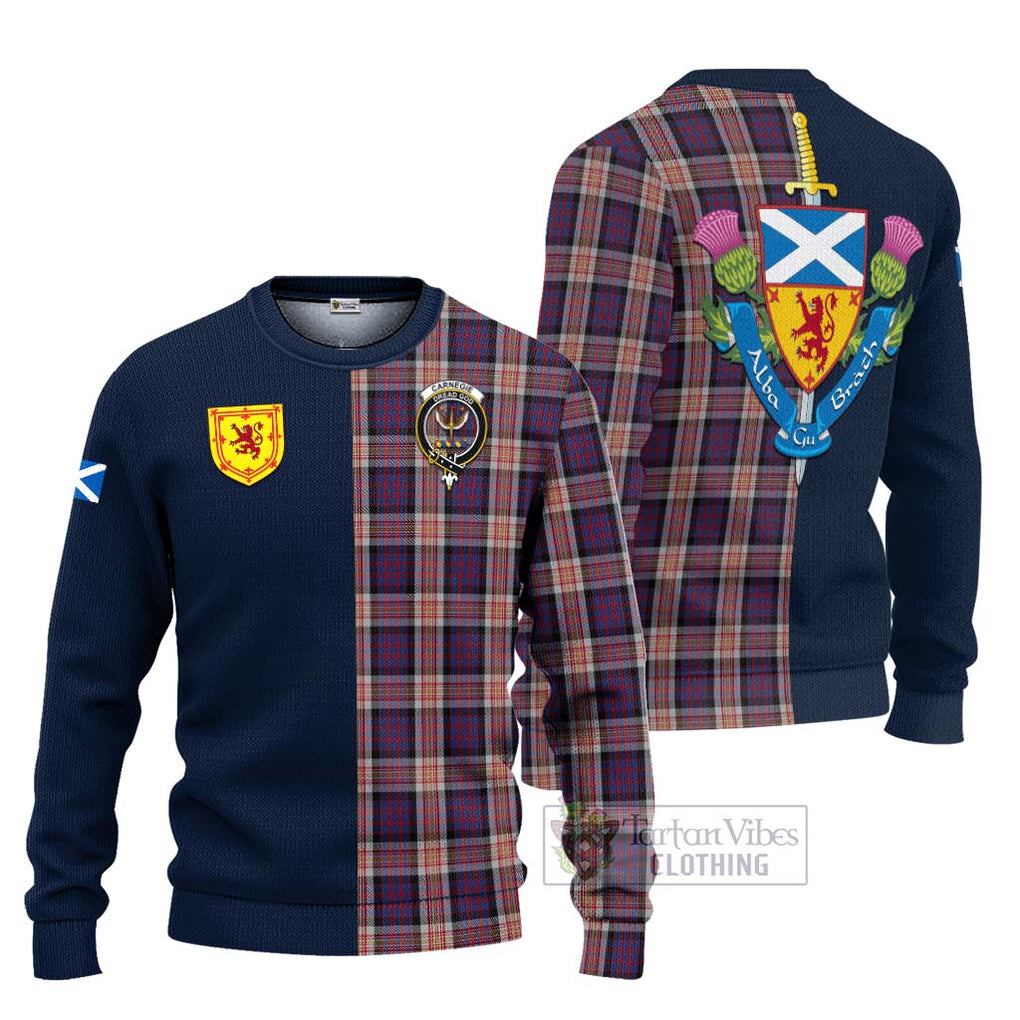 Carnegie Tartan Ugly Sweater Alba with Scottish Lion Royal Arm Half Style Unisex - Tartan Vibes Clothing