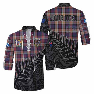 Carnegie Crest Tartan Ghillie Kilt Shirt with New Zealand Silver Fern Half Style Men - Tartan Vibes Clothing