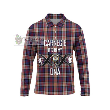 Carnegie Tartan Long Sleeve Polo Shirt with Family Crest DNA In Me Style Unisex - Tartan Vibes Clothing