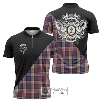Carnegie Tartan Zipper Polo Shirt with Family Crest and Military Logo Style Unisex - Tartan Vibes Clothing