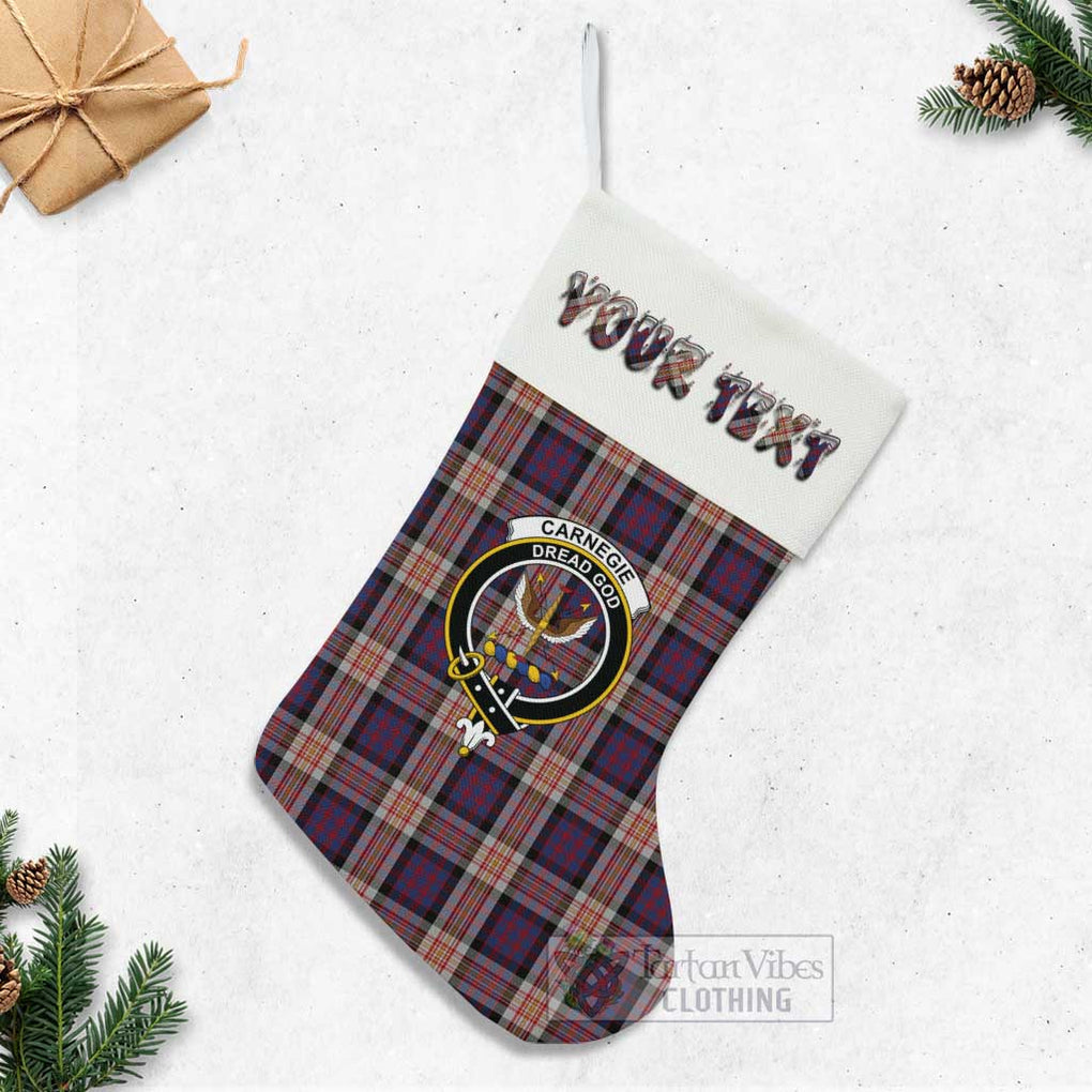 Carnegie Tartan Family Crest Christmas Stocking with Personalized Text - Tartan Vibes Clothing