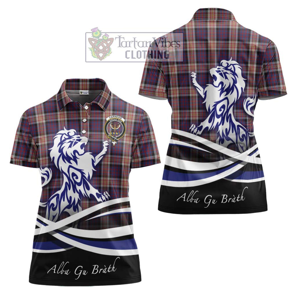 Carnegie Tartan Women's Polo Shirt with Alba Gu Brath Regal Lion Emblem Women - Tartan Vibes Clothing