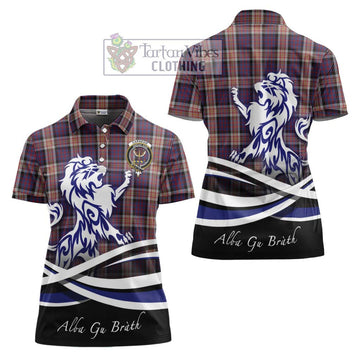 Carnegie Tartan Women's Polo Shirt with Alba Gu Brath Regal Lion Emblem Women - Tartanvibesclothing Shop