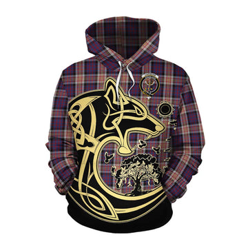 Carnegie Tartan Cotton Hoodie with Family Crest Celtic Wolf Style Pullover Hoodie XS - Tartan Vibes Clothing
