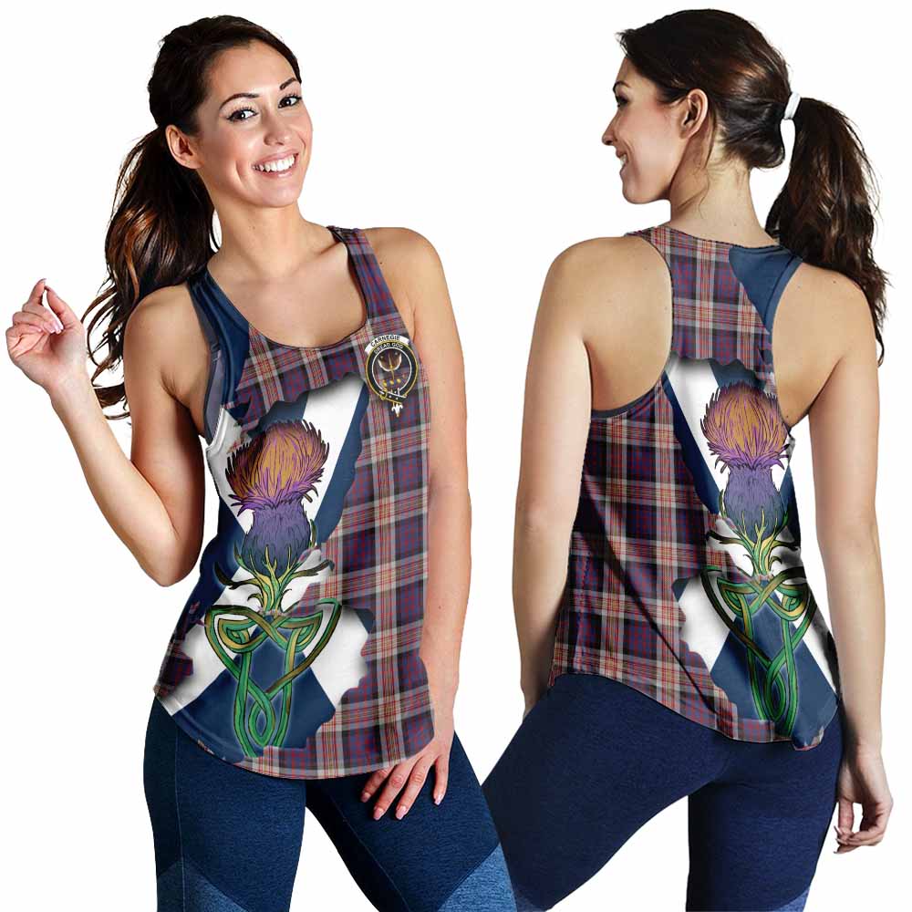 Tartan Vibes Clothing Carnegie Tartan Family Crest Women's Racerback Tanks Scottish Thistle Celtic Inspired
