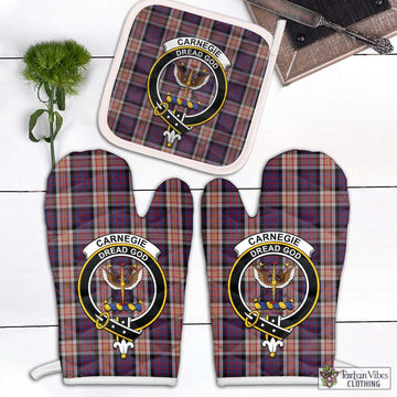 Carnegie Tartan Combo Oven Mitt & Pot-Holder with Family Crest Combo 2 Oven Mitt & 1 Pot-Holder Black - Tartan Vibes Clothing
