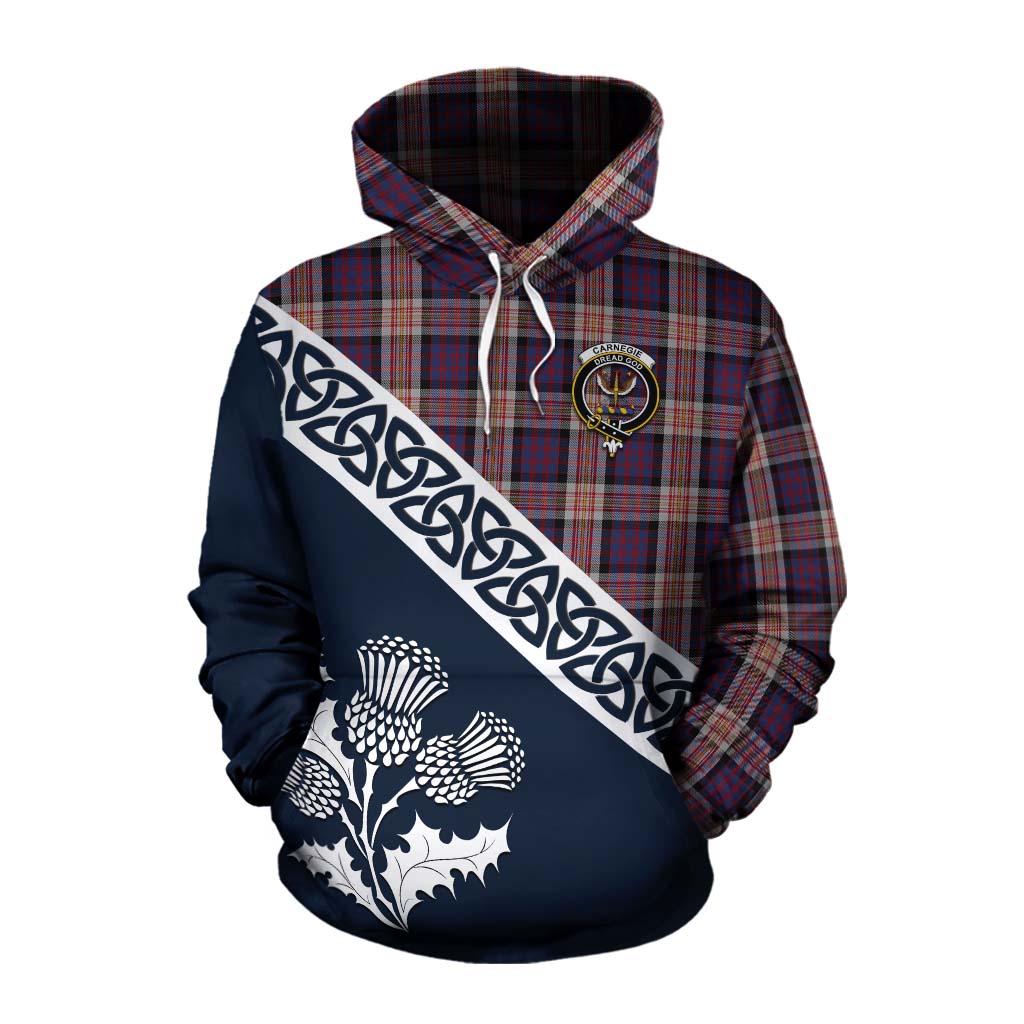 Carnegie Tartan Cotton Hoodie Featuring Thistle and Scotland Map Pullover Hoodie XS - Tartan Vibes Clothing