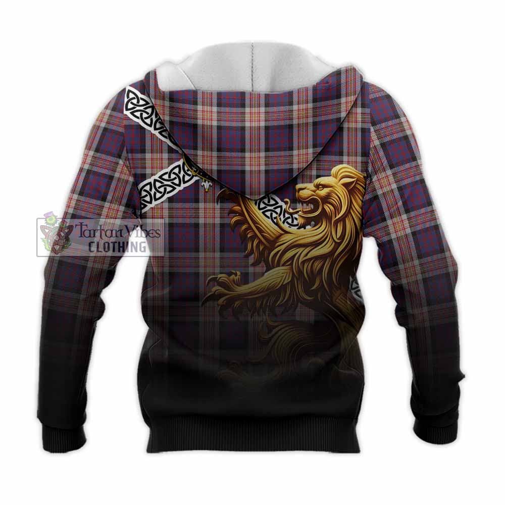 Carnegie Crest Tartan Knitted Hoodie with Golden Lion Emblem Celtic Style - Tartan Vibes Clothing