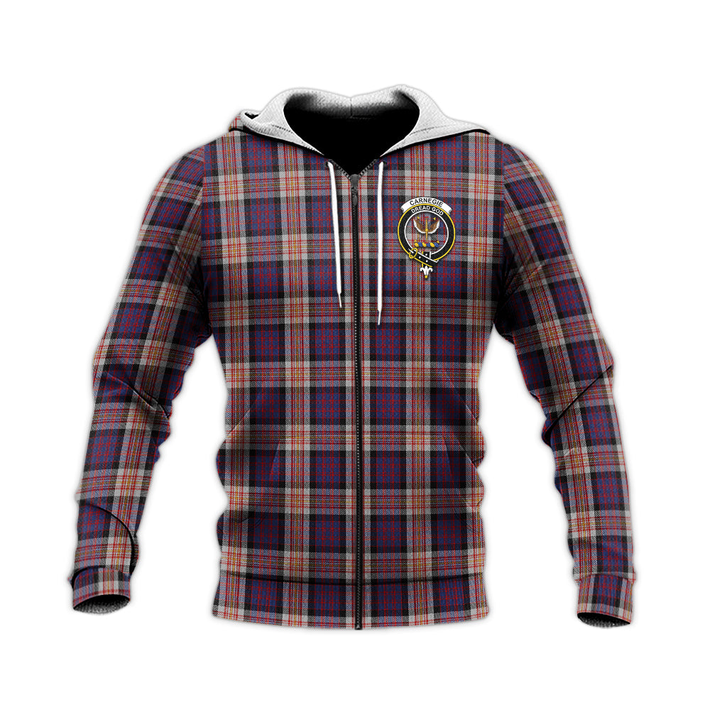Carnegie Tartan Knitted Hoodie with Family Crest Unisex Knitted Zip Hoodie - Tartan Vibes Clothing