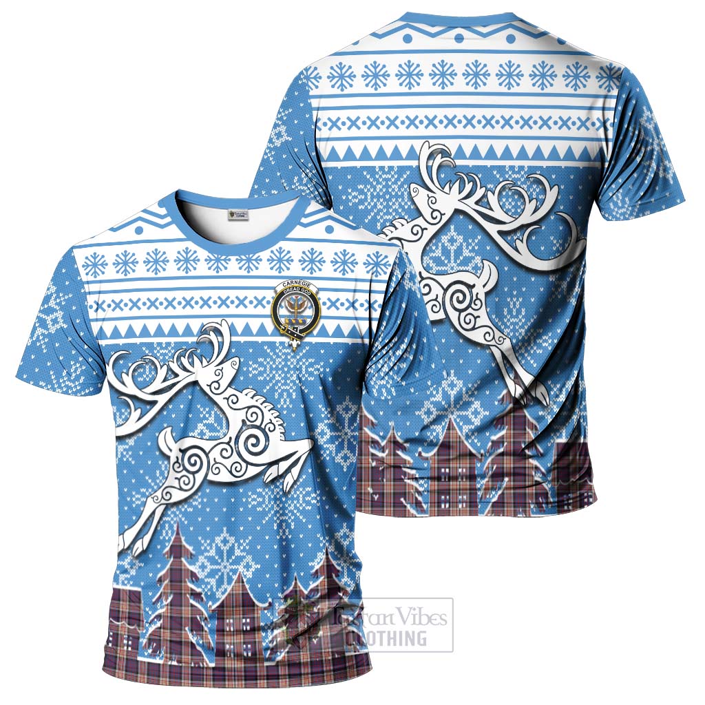 Carnegie Clan Christmas T-Shirt Celtic Reindeer Style - Tartan Vibes Clothing