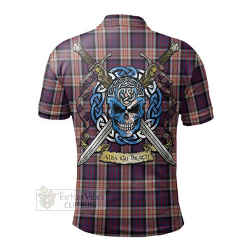 Carnegie Tartan Polo Shirt with Family Crest Celtic Skull Style - Tartan Vibes Clothing