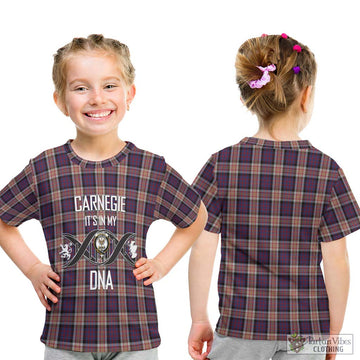 Carnegie Tartan Kid T-Shirt with Family Crest DNA In Me Style - Tartan Vibes Clothing