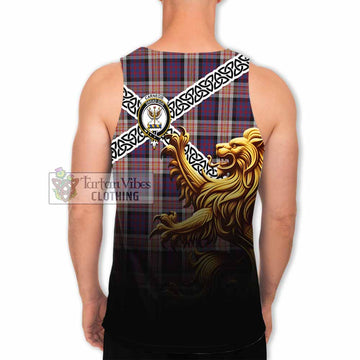 Carnegie Crest Tartan Men's Tank Top with Golden Lion Emblem Celtic Style - Tartan Vibes Clothing