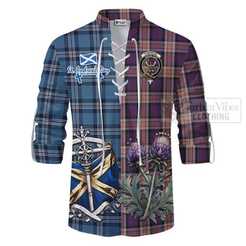 Carnegie Tartan Ghillie Kilt Shirt Happy St. Andrew's Day Half Tartan Style - Tartan Vibes Clothing