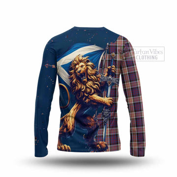 Carnegie Tartan Family Crest Long Sleeve T-Shirt with Scottish Majestic Lion - Tartan Vibes Clothing