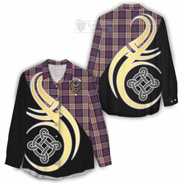 Carnegie Tartan Women's Casual Shirt with Family Crest and Celtic Symbol Style - Tartan Vibes Clothing