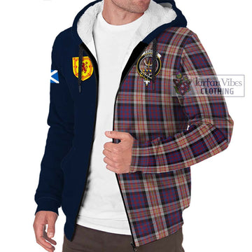 Carnegie Tartan Sherpa Hoodie Alba with Scottish Lion Royal Arm Half Style - Tartan Vibes Clothing