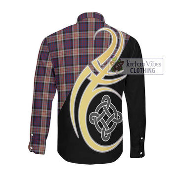 Carnegie Tartan Long Sleeve Button Shirt with Family Crest and Celtic Symbol Style Men's Shirt - Tartan Vibes Clothing