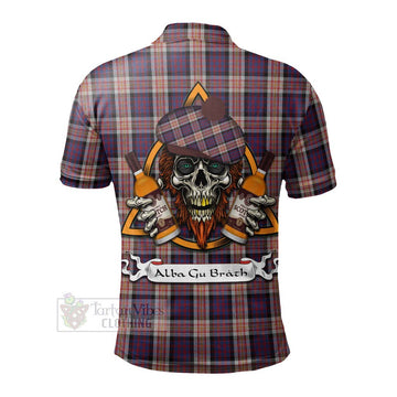 Carnegie Tartan Polo Shirt with Family Crest and Bearded Skull Holding Bottles of Whiskey - Tartan Vibes Clothing