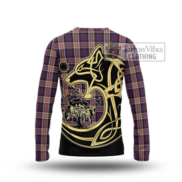 Carnegie Tartan Long Sleeve T-Shirt with Family Crest Celtic Wolf Style - Tartan Vibes Clothing