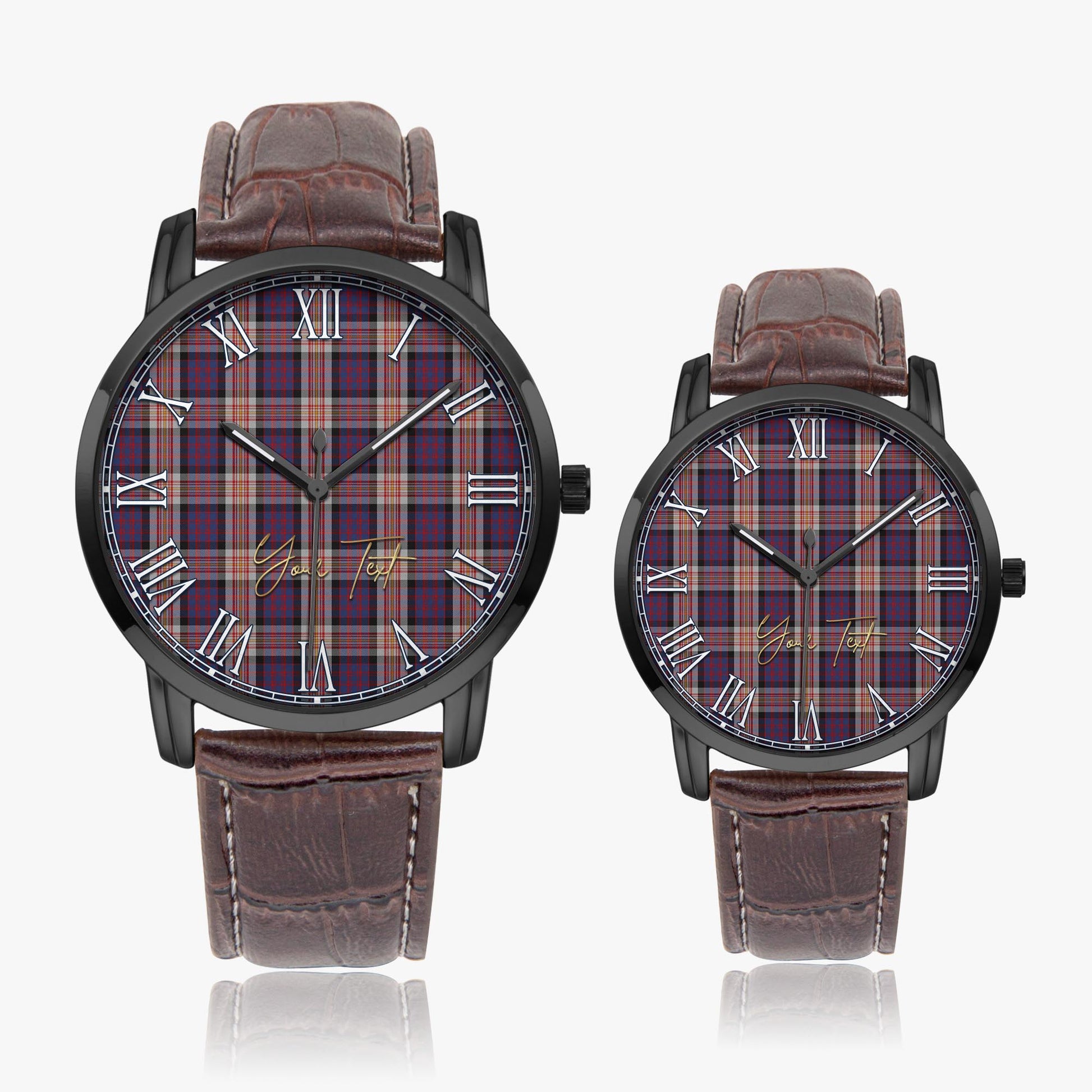 Carnegie Tartan Personalized Your Text Leather Trap Quartz Watch - Tartan Vibes Clothing