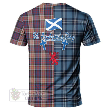 Carnegie Tartan T-Shirt Happy St. Andrew's Day Half Tartan Style - Tartan Vibes Clothing