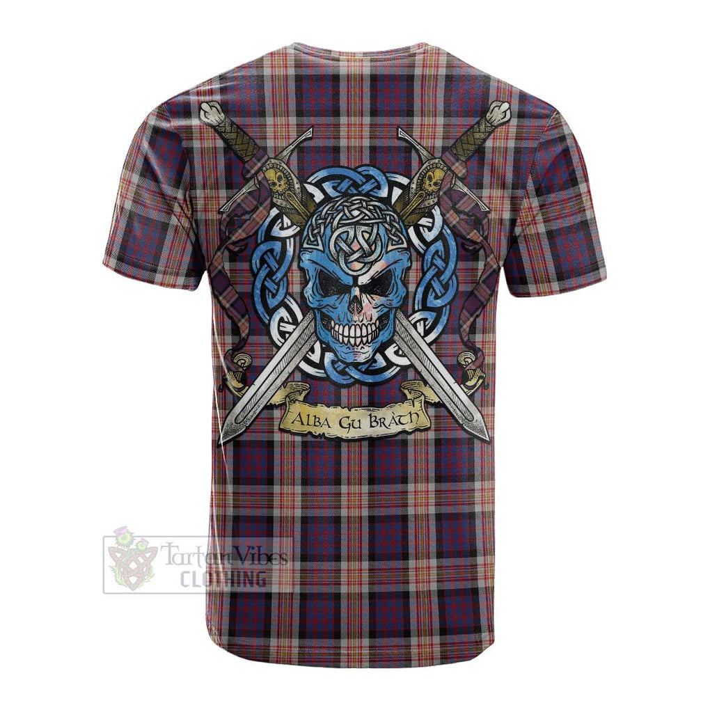 Carnegie Tartan Cotton T-shirt with Family Crest Celtic Skull Style Men's Shirt - Tartan Vibes Clothing
