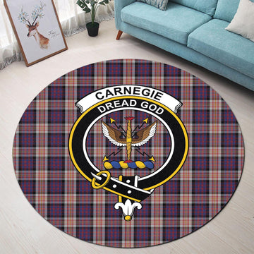 Carnegie Tartan Round Rug with Family Crest - Tartan Vibes Clothing