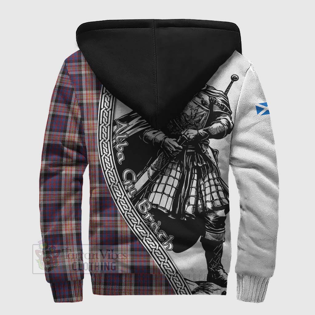 Carnegie Tartan Clan Crest Sherpa Hoodie with Highlander Warrior Celtic Style - Tartan Vibes Clothing