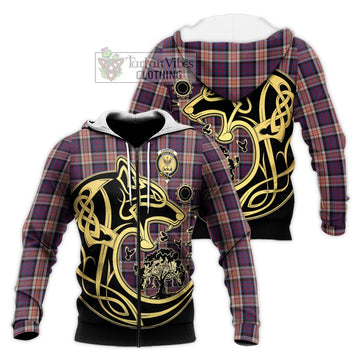 Carnegie Tartan Knitted Hoodie with Family Crest Celtic Wolf Style Unisex Knitted Zip Hoodie - Tartan Vibes Clothing