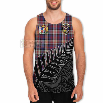 Carnegie Crest Tartan Men's Tank Top with New Zealand Silver Fern Half Style - Tartan Vibes Clothing