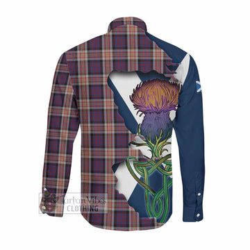 Tartan Vibes Clothing Carnegie Tartan Family Crest Long Sleeve Button Shirt Scottish Thistle Celtic Inspired