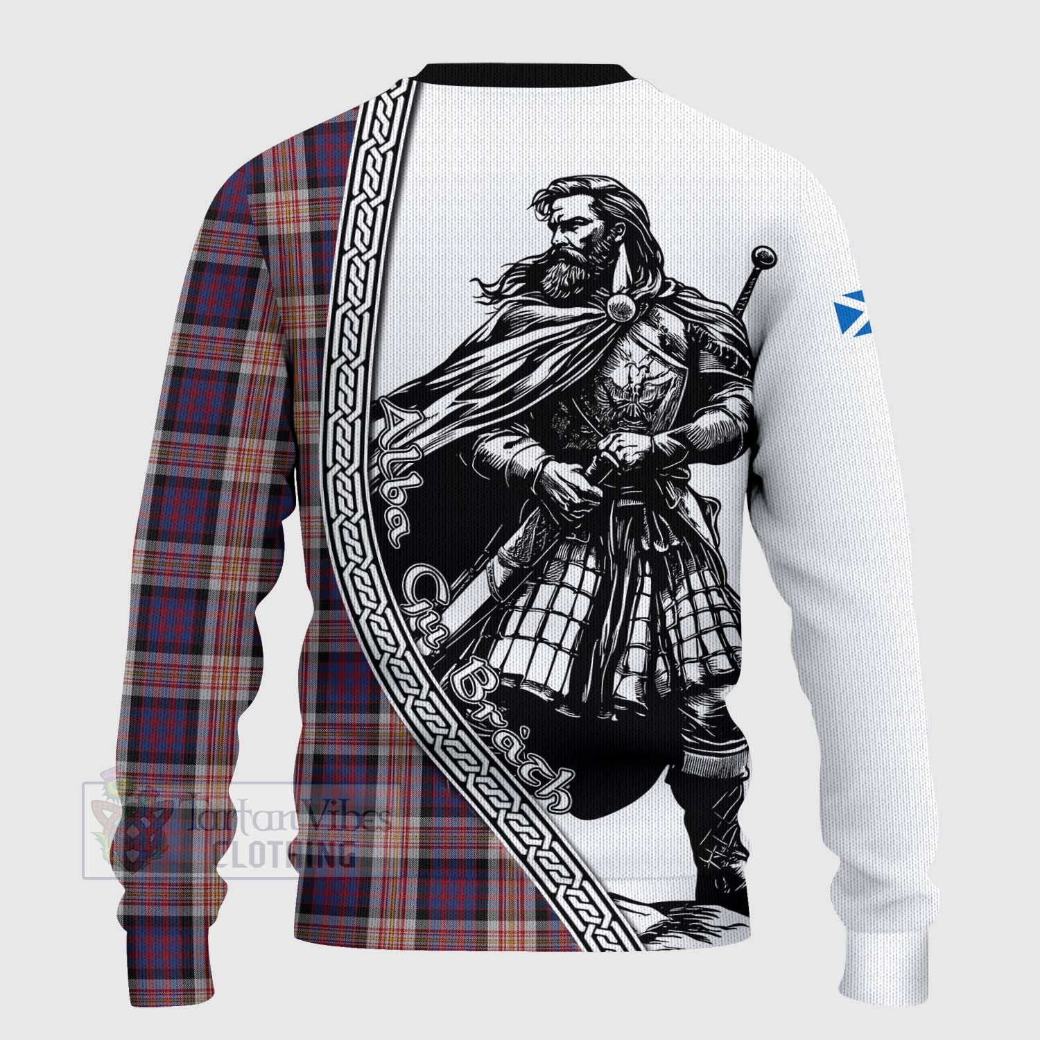 Carnegie Tartan Clan Crest Knitted Sweater with Highlander Warrior Celtic Style - Tartan Vibes Clothing