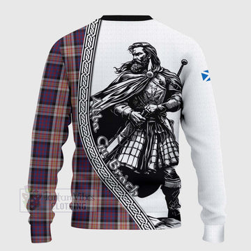 Carnegie Tartan Clan Crest Knitted Sweater with Highlander Warrior Celtic Style - Tartan Vibes Clothing