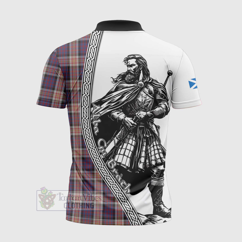 Carnegie Tartan Clan Crest Zipper Polo Shirt with Highlander Warrior Celtic Style - Tartan Vibes Clothing