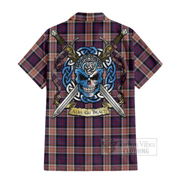 Carnegie Tartan Hawaiian Shirt with Family Crest Celtic Skull Style - Tartan Vibes Clothing