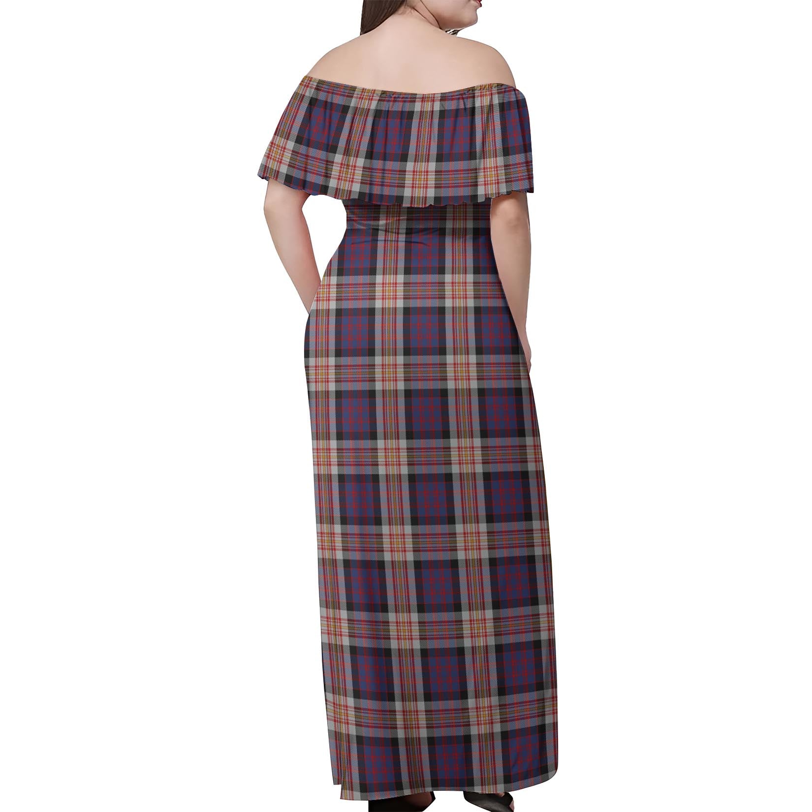 Carnegie Tartan Off Shoulder Long Dress - Tartan Vibes Clothing